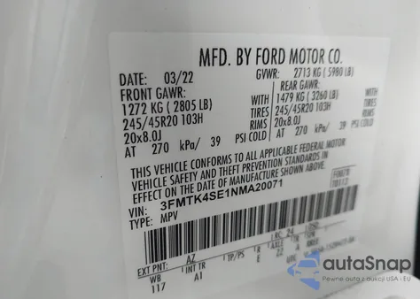 2022 Ford Mustang Mach-E Gt from USA, damaged, VIN 3FMTK4SE1NMA20071